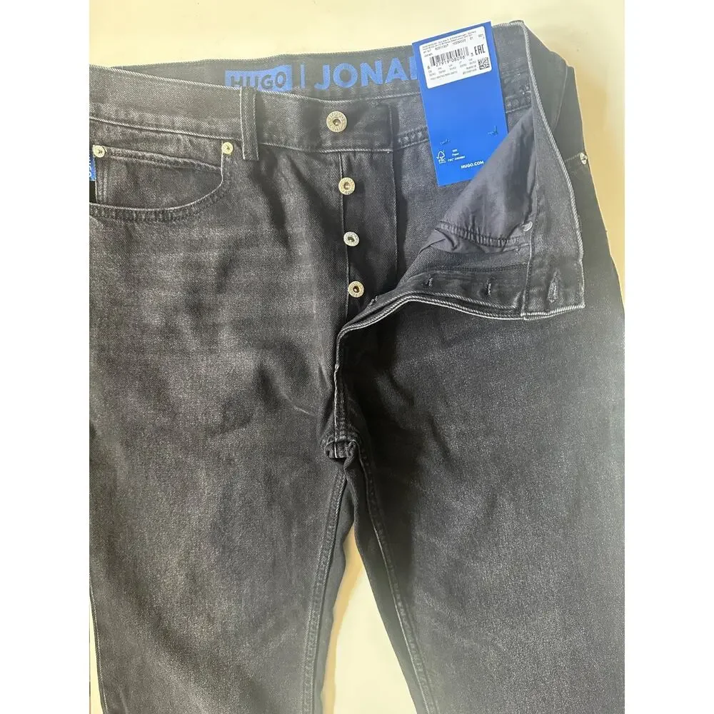 HUGO Boss Jonah Straight Button Fly Jeans Men's 32 x 32 Black Denim NWT